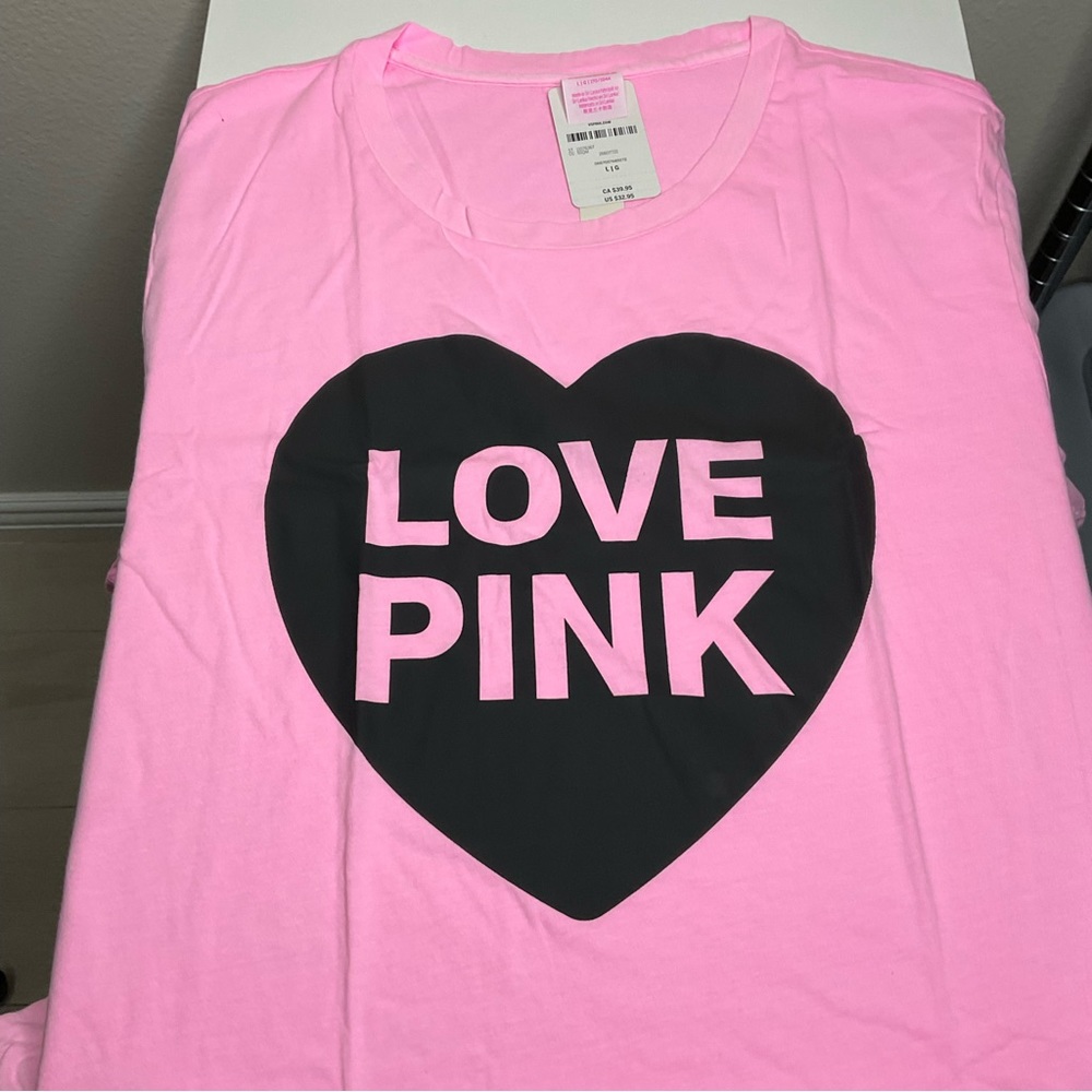 NEW Victoria Secret Pink T-Shirt, Size L - Picture 3 of 4